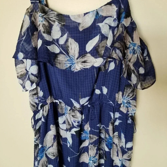 Eliza J Blue Floral Ruffle Midi Dress 14 - Picture 13 of 16